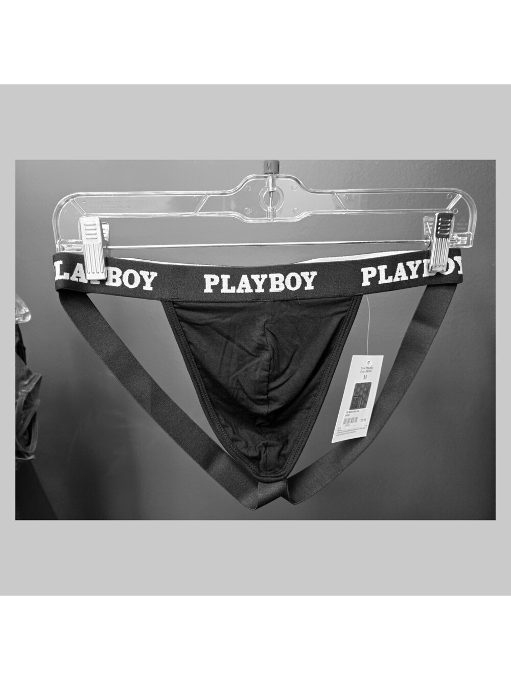 Playboy Modal Gym Jock Men's Medium Black White NWT